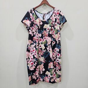 Adrianna Papell Womens Floral Scuba Sheath Dress Plus Size 18W Colorful Feminine